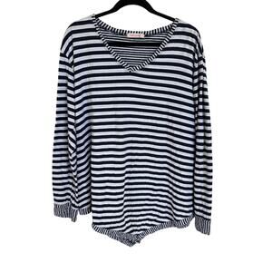 Fresh Produce Striped Beach Top Nautical Casual Vacation Comfort Blouse XL